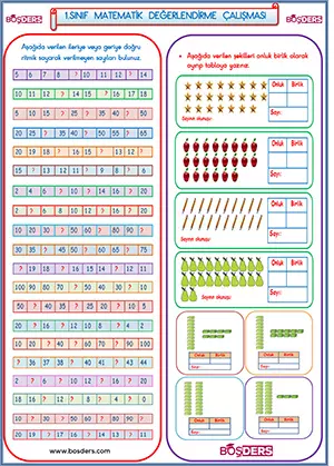 1.Sınıf Ara Tatil Matematik Ödevi - (2.Dönem - 01) - Boş Ders