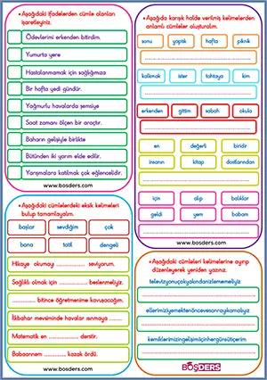 1.sınıf ara tatil türkçe ödevi – (2.dönem – 01) - boş ders